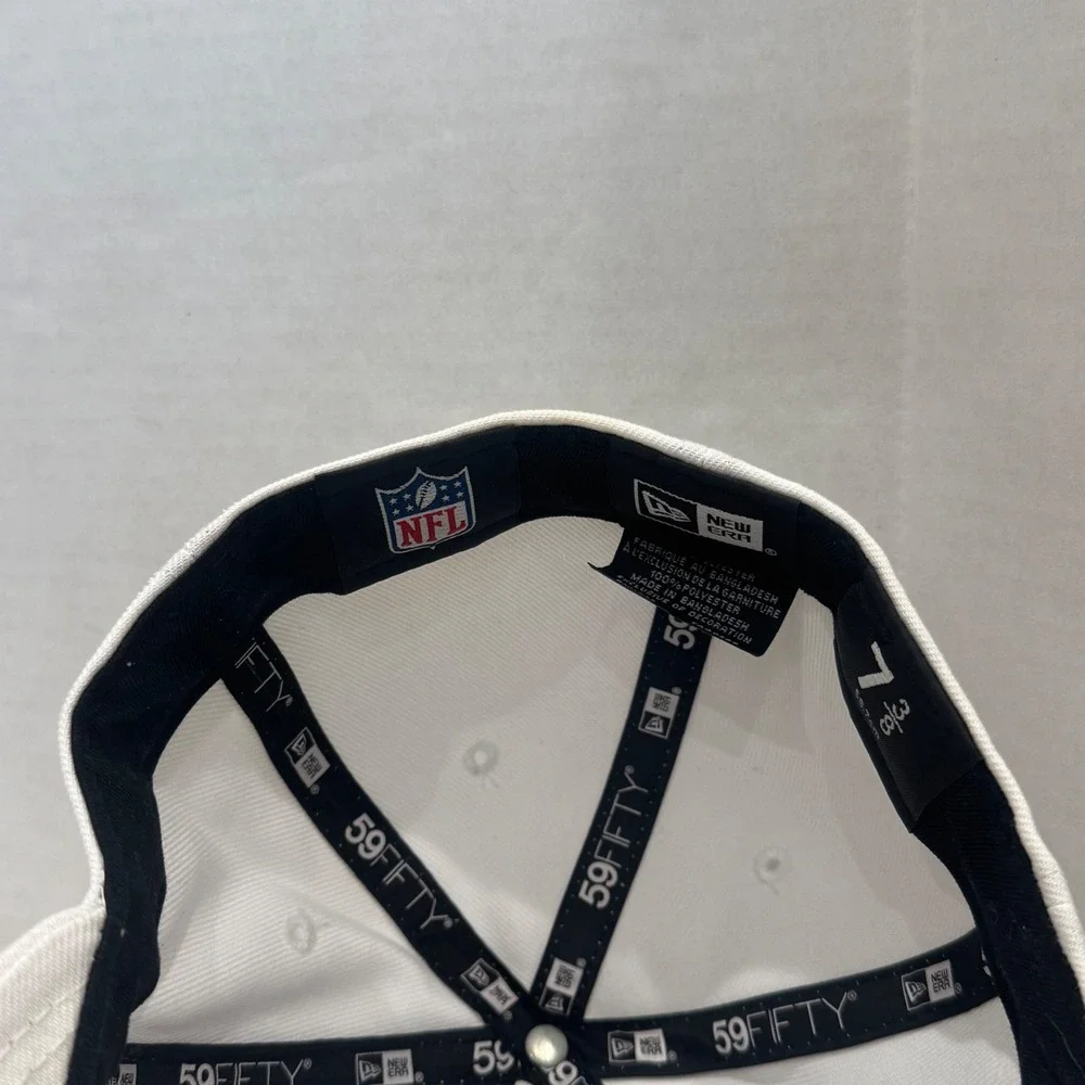 New Era Buffalo Bills Fitted Hat Mens 7 3/8 White NFL 59FIFTY Embroidered Logo